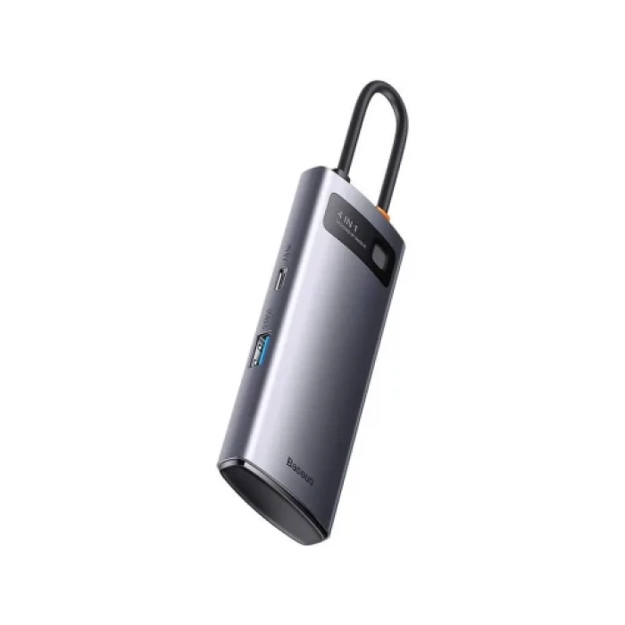 USB-хаб Baseus Metal Gleam для 4 USB 3.0 та Type-C, сірий