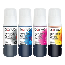 Комплект чорнил Barva Canon GI-40, Black / Cyan / Magenta / Yellow, G5040/G6040/G7040, GM2040/GM4040, 4x70 мл, пігментні/водорозчинні, флакон OneKey (CGI40-070-MP)
