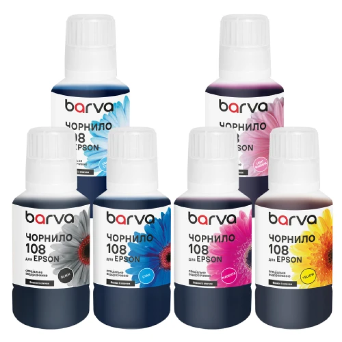 Чорнило Barva E108-140-MP для Epson 108, 6 флаконів по 140 мл