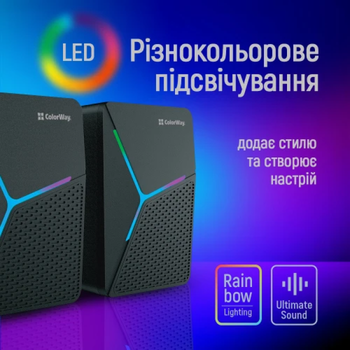 Компактні акустичні колонки ColorWay CW-SPU01BK чорного кольору