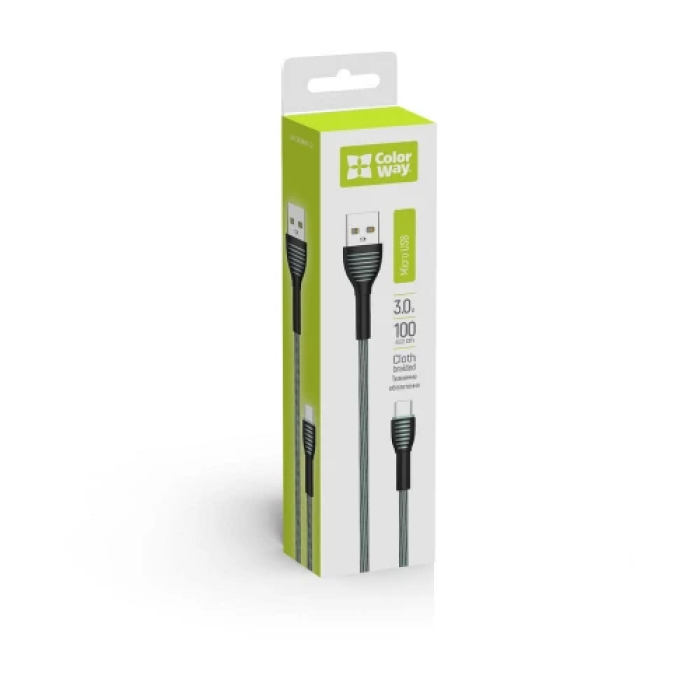 Кабель ColorWay USB—microUSB 1 м, 3 A, сірий