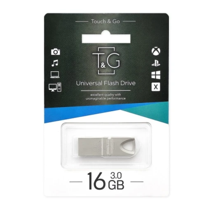 Флеш-накопичувач T&G Metal TG117 16 ГБ USB 3.0 сріблястий