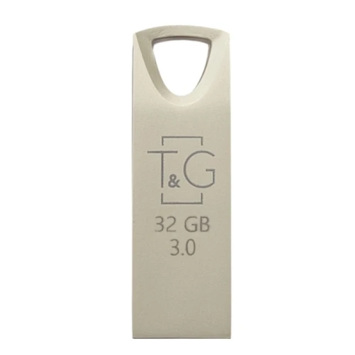 USB флешка T&G TG117 на 32 ГБ зі сріблястим металевим корпусом