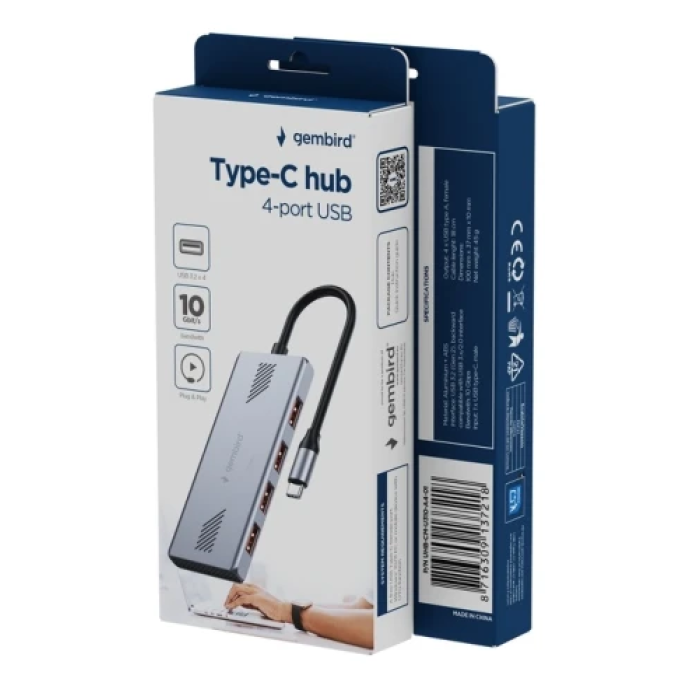 USB-хаб Gembird UHB-CM-U310-A4-01 на 4 порти USB 3.2