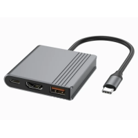 USB-хаб (концентратор USB) Gembird A-CM-COMBO3-05 Type-C 3.2, HDMI 4K 60 Гц, сірий