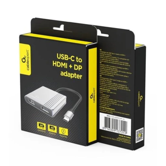 USB-хаб Gembird для підключення HDMI та DisplayPort у форматі 4K