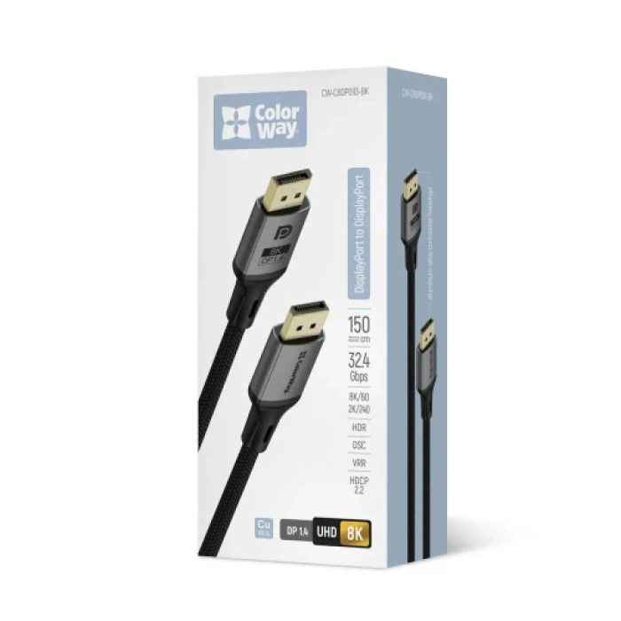 Кабель DisplayPort ColorWay 1,5 м для відеосигналу 8K