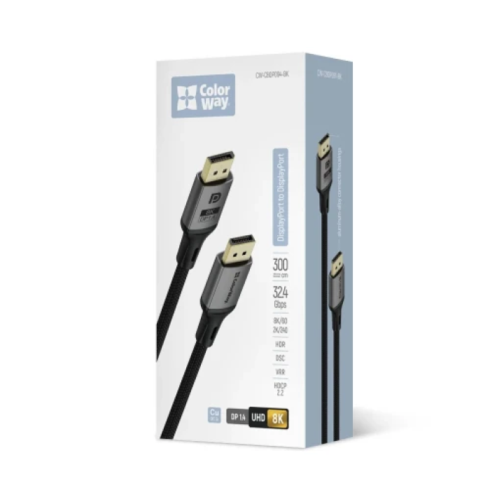 Кабель DisplayPort ColorWay CW-CBDP094-BK, 3 м, 8K/60 Гц
