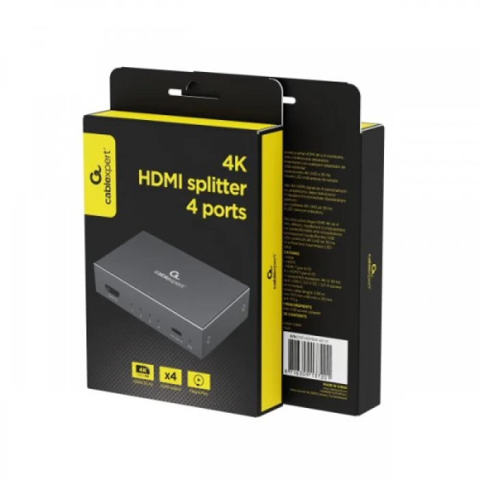 HDMI-спліттер Cablexpert на 4 виходи з підтримкою 4K/30 Гц
