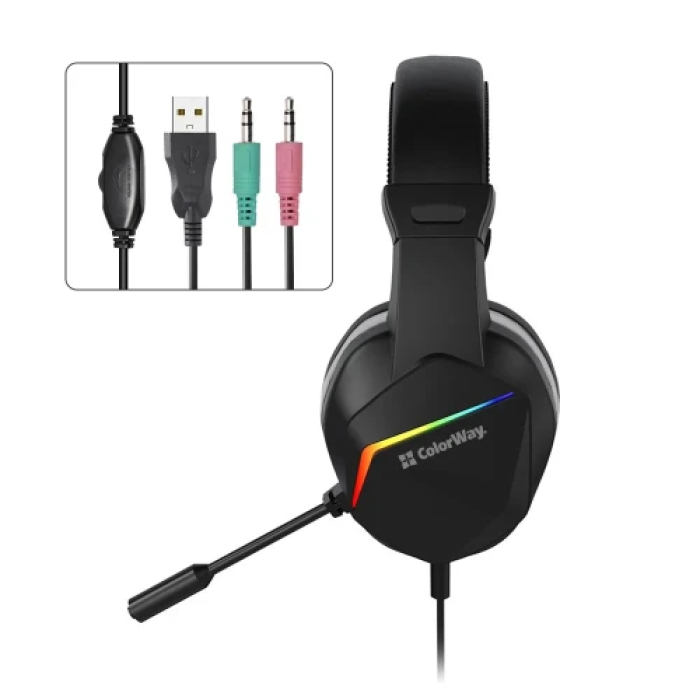 Ігрова гарнітура ColorWay BloodWave LED Black з мікрофоном