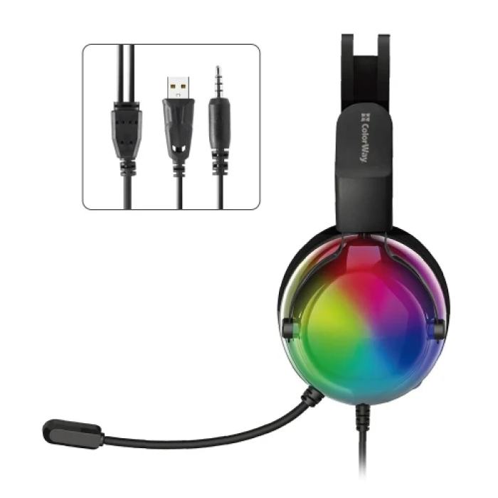 Ігрова гарнітура ColorWay FireStrike RGB — чорна, 3.5 мм