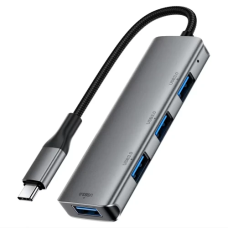 USB-хаб (концентратор) Acefast J15 4xUSB 3.0, сірий