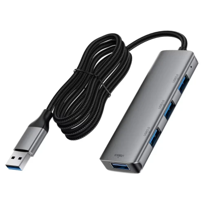 USB-хаб Acefast J17 на 4 порти USB 3.0 із кабелем 1 м, сірий