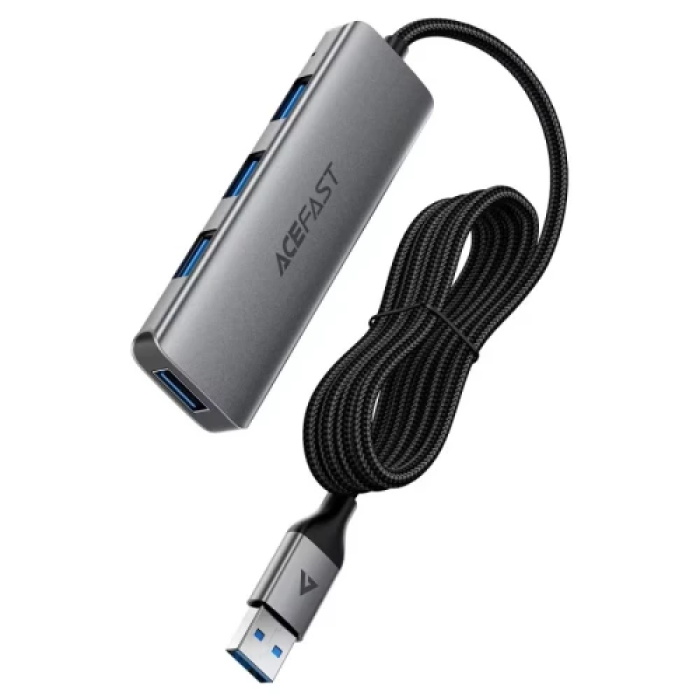 USB-хаб Acefast J17 на 4 порти USB 3.0 із кабелем 1 м, сірий