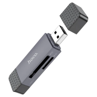 Кардридер USB (зчитувач карт пам’яті) HOCO HB45 Spirit USB 2.0, Metal Grey
