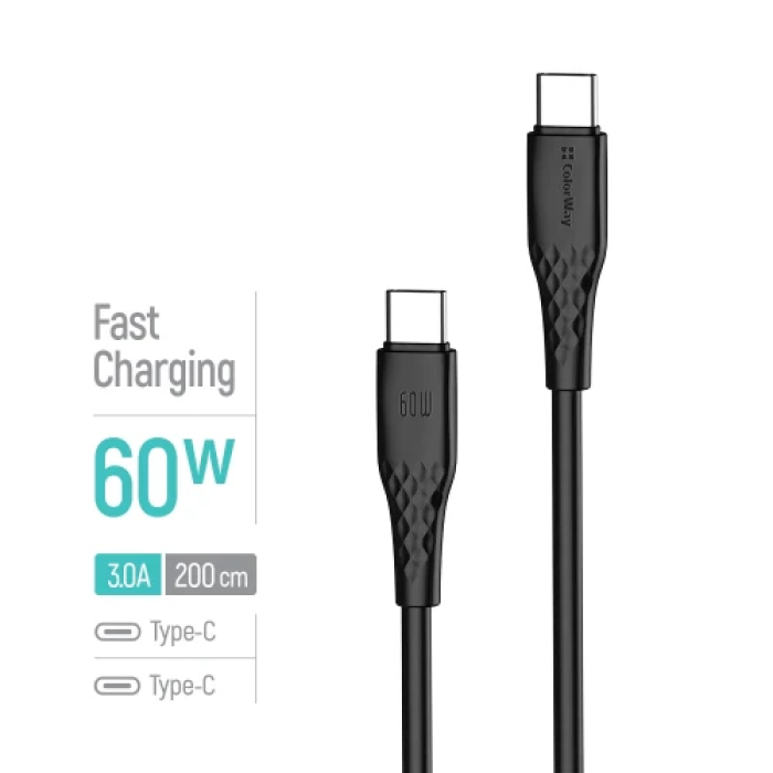 Кабель ColorWay USB Type-C — Type-C довжиною 2 м