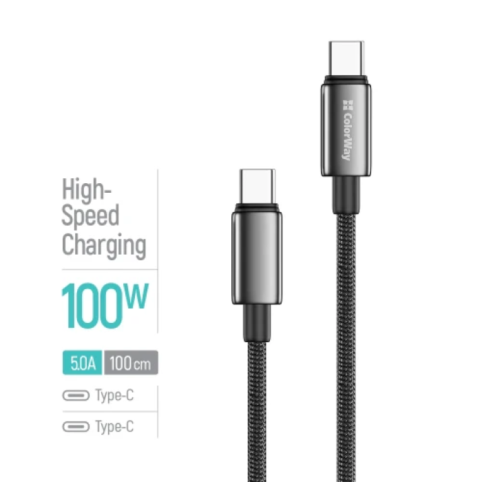 Кабель USB Type-C ColorWay на 1 м для заряджання та синхронізації