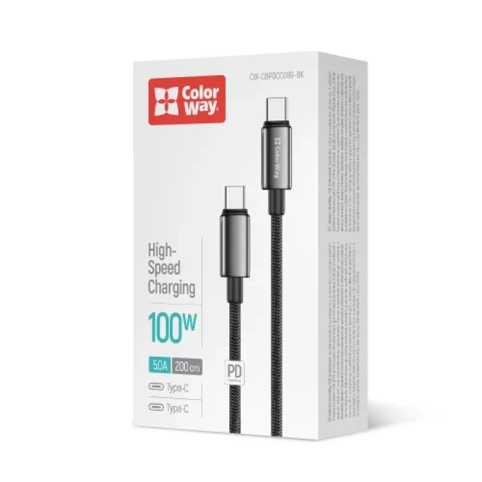 Кабель USB-C—USB-C ColorWay на 2 м і 100 Вт