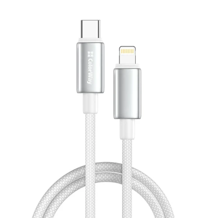 Кабель USB Type-C – Lightning ColorWay CW-CBPDCL098-WT, 1 м білого кольору