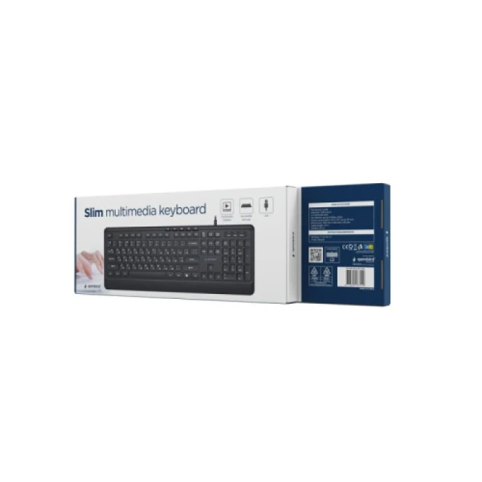 Чорна клавіатура Gembird Slim USB на 104 клавіші