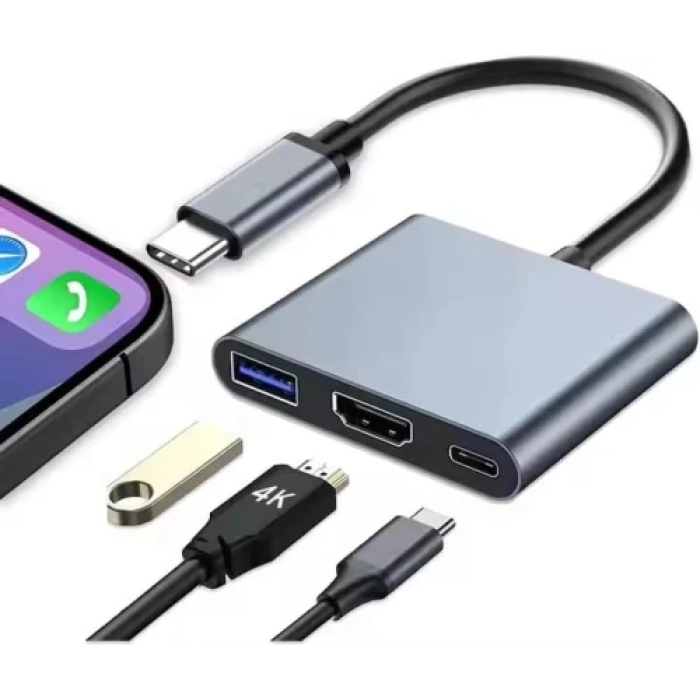 USB-хаб Dynamode 3-в-1 Type-C 3.0 з HDMI 4K