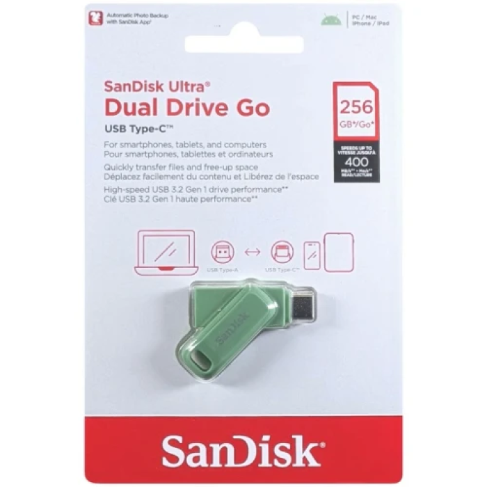 USB-накопичувач SanDisk Ultra Dual Go 256 ГБ зеленого кольору
