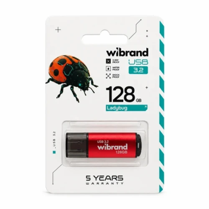 Червона USB-флешка Wibrand Ladybug на 128 ГБ