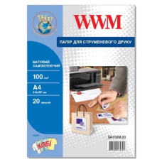 Фотопапір (самоклеючий папір) WWM матовий A4, 100 г/м², 20 арк.