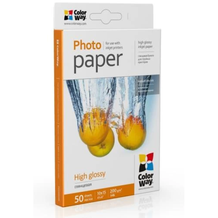 Глянсовий фотопапір ColorWay A6 — 200 г/м², 50 аркушів