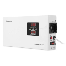 Стабілізатор REAL-EL STAB SLIM-1000 White, 1000VA, 800W, вхідна напруга 220V+/-20%, 1 розетка (Schuko), LED індикація