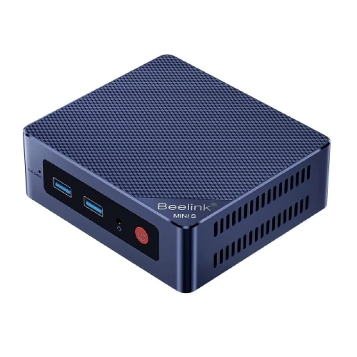 Неттоп Beelink MINI S12 Pro, Navy Blue, N100 (4x3.4 GHz, 6 Вт), 12Gb DDR4 3200 MHz SO-DIMM, 512Gb SSD NVMe, 1x2.5" SATA, UHD Graphics, WiFi 6, Bluetooth 5.2, GLan, 4xUSB 3.2, 2xHDMI, Windows 11 Pro, кріплення VESA у комплекті