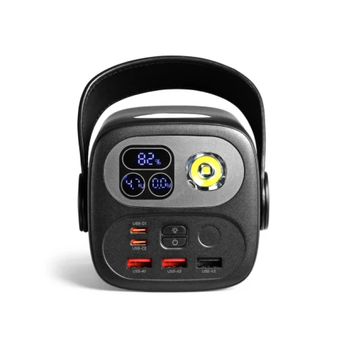 Універсальна мобільна батарея 60000 mAh, Titanum WC60, Black, 100 Вт, 2xType-C (PD3.0) / 3xUSB (PD3.0), LED ліхтарик, цифровий LED дисплей (TPB-WC60-B)
