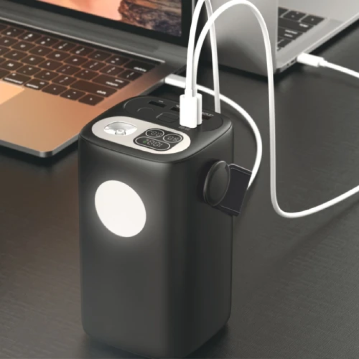 Універсальна мобільна батарея 60000 mAh, Titanum WC60, Black, 100 Вт, 2xType-C (PD3.0) / 3xUSB (PD3.0), LED ліхтарик, цифровий LED дисплей (TPB-WC60-B)