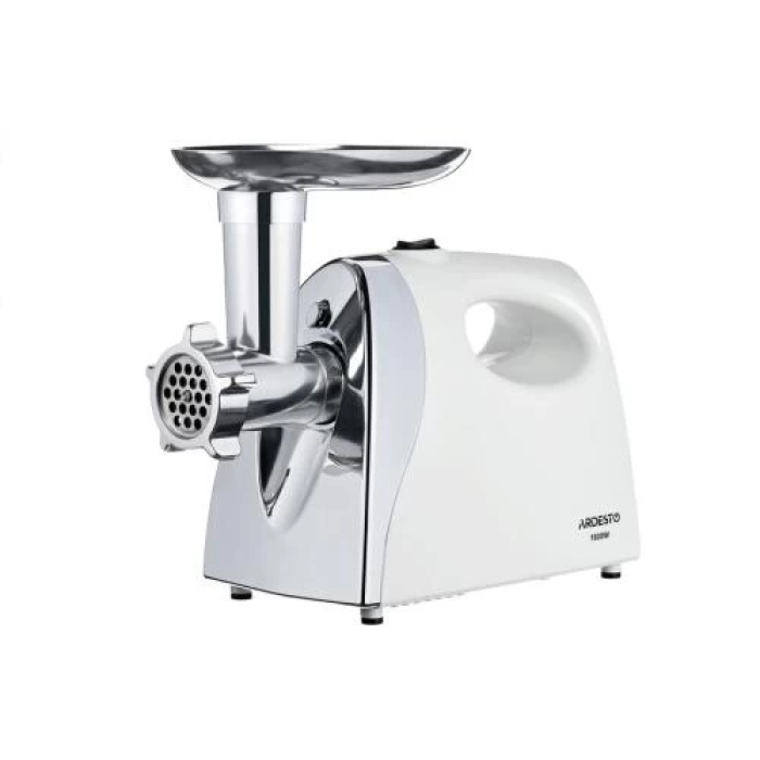 М'ясорубка Ardesto MGL-2050R White, 1800 W, 3 диски, насадка для томатів, для домашніх ковбас, продуктивність 2 кг/хв, реверс