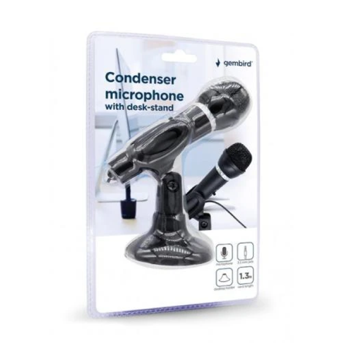 Мікрофон Gembird MIC-D-04, Black, 3.5 мм, настільна підставка, 1.3 м