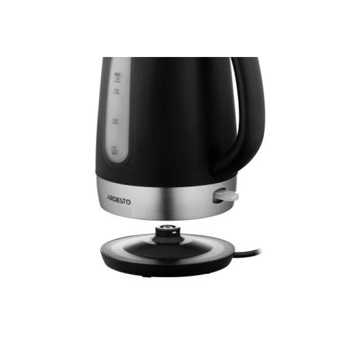 Електрочайник Ardesto EKL-F19B, Black, 2200W, 1.7 л, дисковий, пластиковий корпус, індикатор рівня води, підсвічування, автоматичне відключення при відсутності води