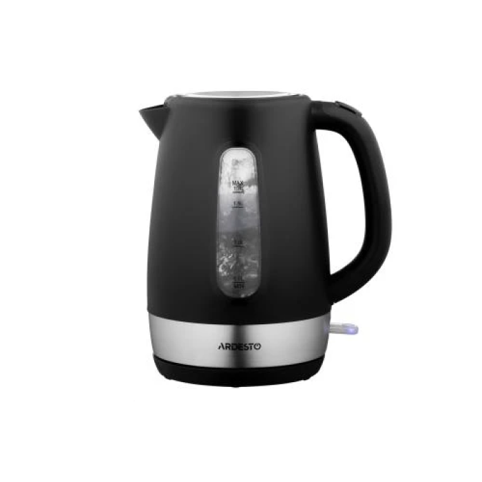 Електрочайник Ardesto EKL-F19B, Black, 2200W, 1.7 л, дисковий, пластиковий корпус, індикатор рівня води, підсвічування, автоматичне відключення при відсутності води