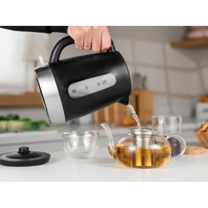 Електрочайник Ardesto EKL-F19B, Black, 2200W, 1.7 л, дисковий, пластиковий корпус, індикатор рівня води, підсвічування, автоматичне відключення при відсутності води