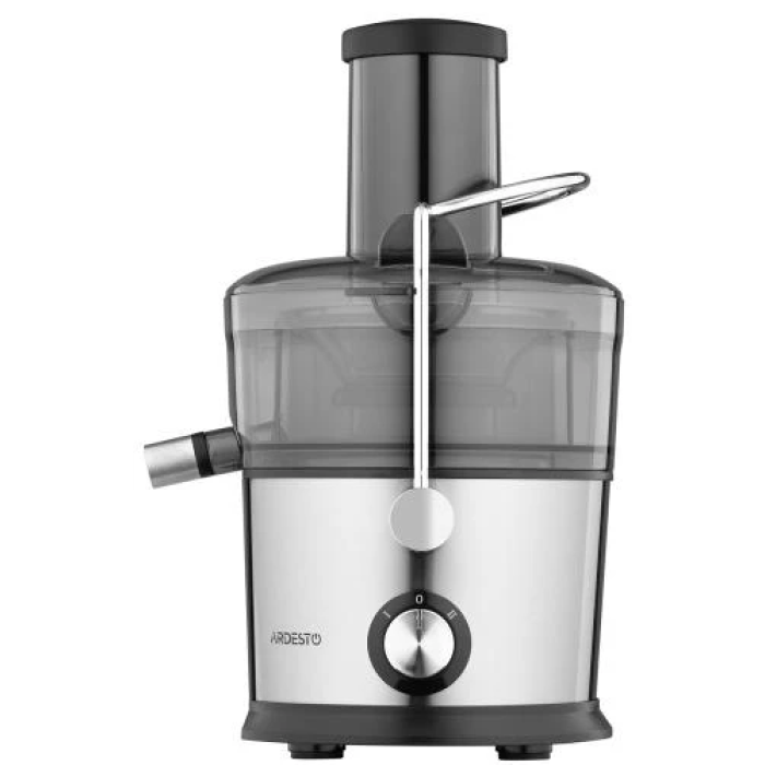 Соковитискач Ardesto JEG-800, Black/Silver, відцентрова, 800Вт, ємність для соку 1000мл, 2 швидкості, горловина "ціле яблуко" 75мм, малошумний двигун, протиковзні ніжки