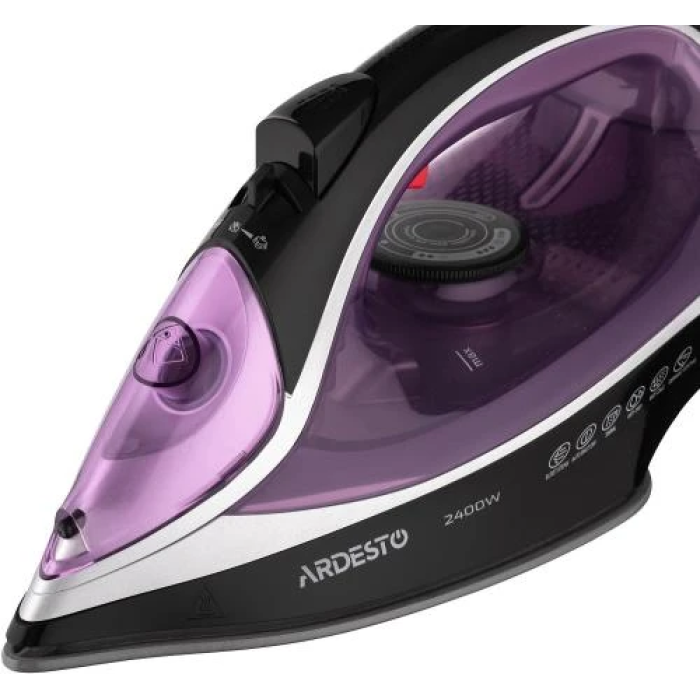 Праска Ardesto IR-B2234, Black/Purple, 2400W, кераміка, паровий удар, резервур 350мл, захист від кальцинації, антикрапля, плавне регулювання потужності пари, автоматичне відключення