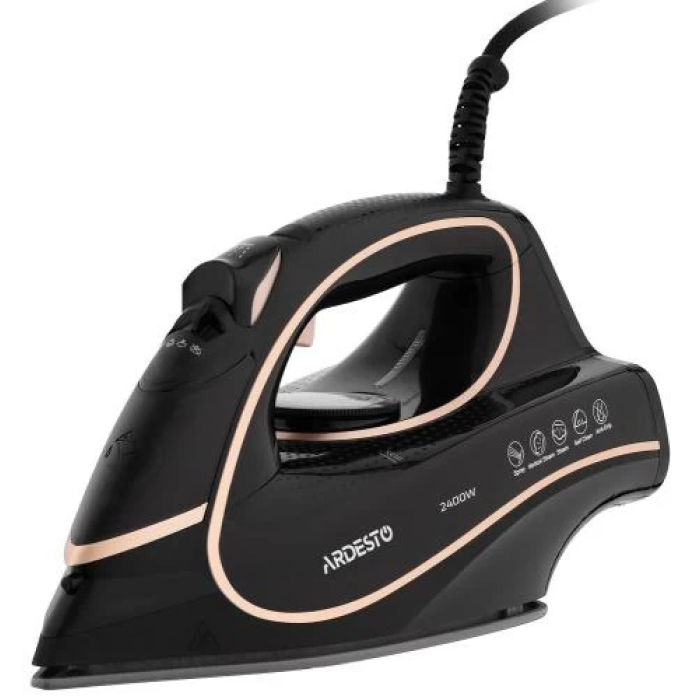 Праска Ardesto IR-B2235, Black/Gold, 2400W, кераміка, паровий удар, резервур 450мл, захист від кальцинації, антикрапля, плавне регулювання потужності пари, автоматичне відключення