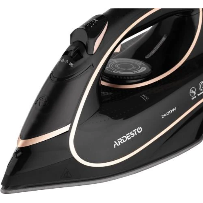 Праска Ardesto IR-B2235, Black/Gold, 2400W, кераміка, паровий удар, резервур 450мл, захист від кальцинації, антикрапля, плавне регулювання потужності пари, автоматичне відключення