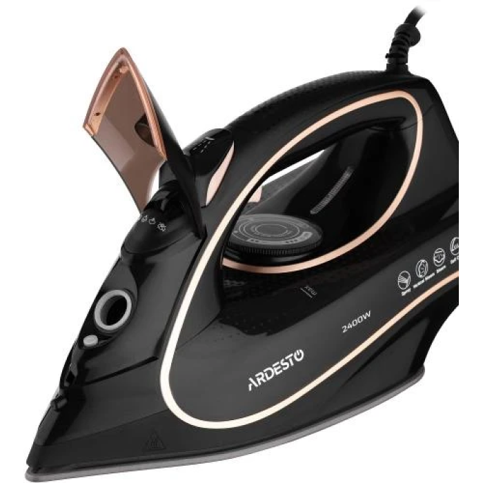 Праска Ardesto IR-B2235, Black/Gold, 2400W, кераміка, паровий удар, резервур 450мл, захист від кальцинації, антикрапля, плавне регулювання потужності пари, автоматичне відключення