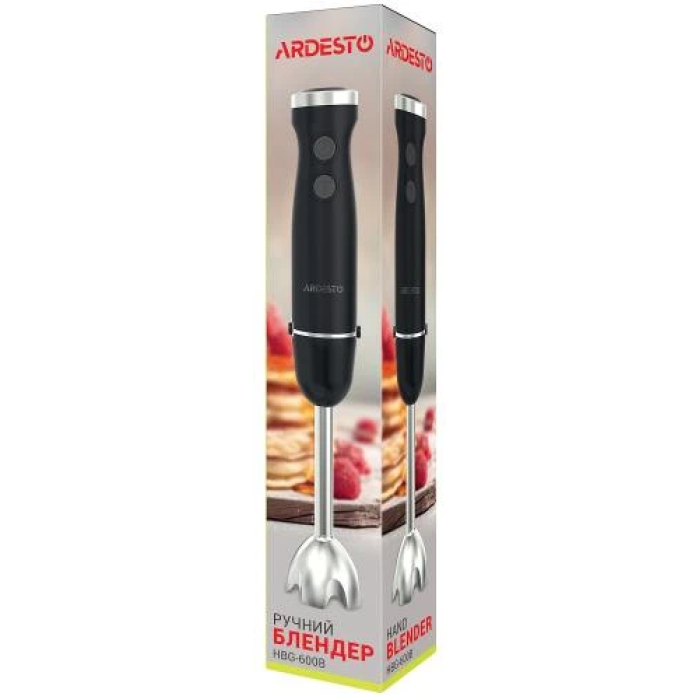 Блендер Ardesto HBG-600B, Black, 600W, занурювальний, 5 швидкостей, турборежим, 1 насадка