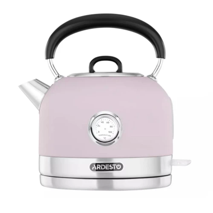 Електрочайник Ardesto EKL-F500L, Purple, 2150 Вт, 1.7 л, дисковий, індикатор роботи, корпус метел, автоматичне відключення за відсутності води, стильний дизайн з вінтажним термометром