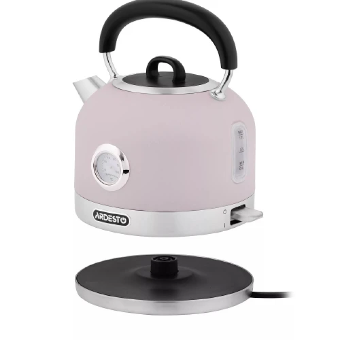 Електрочайник Ardesto EKL-F500L, Purple, 2150 Вт, 1.7 л, дисковий, індикатор роботи, корпус метел, автоматичне відключення за відсутності води, стильний дизайн з вінтажним термометром