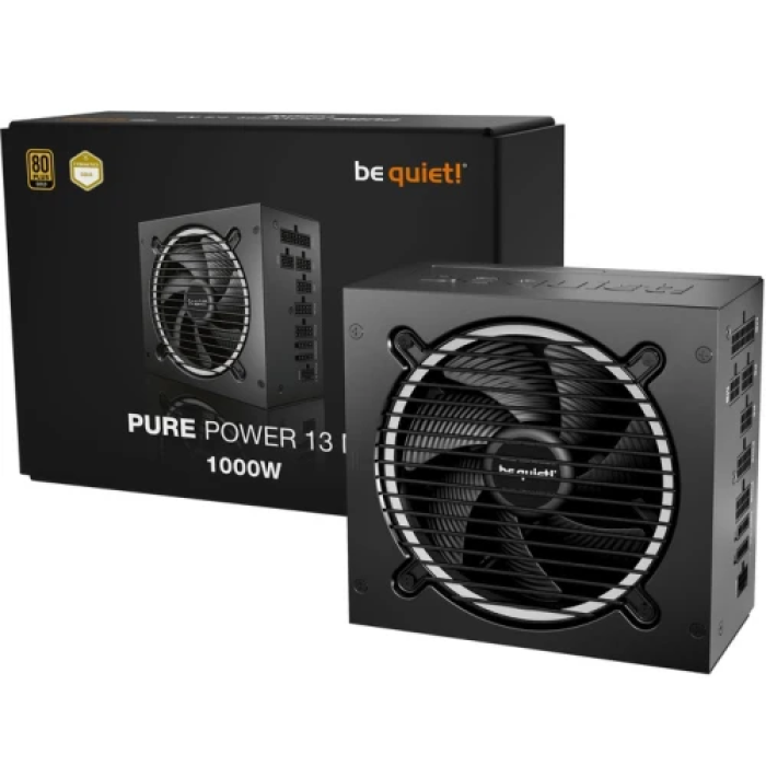Блок живлення 1000 Вт, be quiet! Pure Power 13 M, Black, модульный, 80+ Gold, Active PFC, 12 см, 2xMolex / 6xSATA / 1x16-pin / 4x6+2-pin / 1x4+4-pin + 1x8-pin / 1x24-pin, защита OCP/OVP/OPP/OTP/SCP/UVP/SIP (BP028EU)
