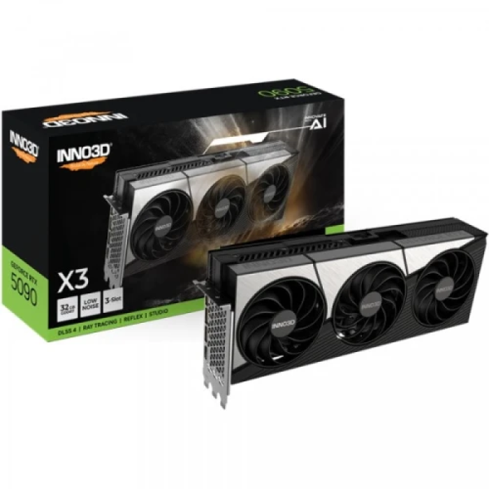 Відеокарта GeForce RTX 5090, Inno3D, X3, 32Gb GDDR7, 512-bit, HDMI/3xDP, 2407/28000 MHz, 16-pin (N50903-32D7-17593928)