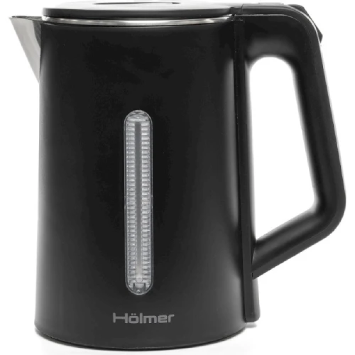 Електрочайник Holmer HKS-205D, Black, 1500 Вт, 1.8 л, дисковий, пластик/нержавіюча сталь, подвійні стінки, блокування включення без води