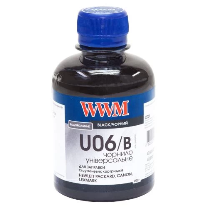 Чорнило універсальне WWM Canon / HP / Lexmark, Black, 200 мл, водорозчинне (U06/B)